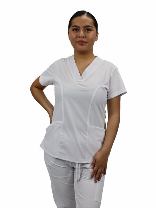 Uniforme Quirurgico M05 Antifluido Stretch Blanco