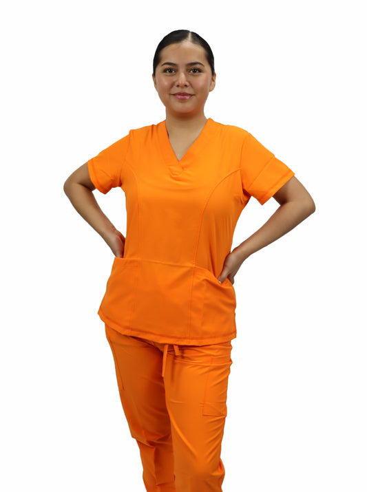 Uniforme Quirurgico M05 Antifluido Stretch Naranja