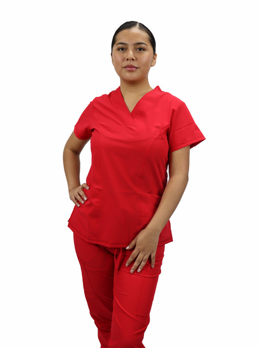 Uniforme Quirurgico M05 Antifluido Stretch Rojo